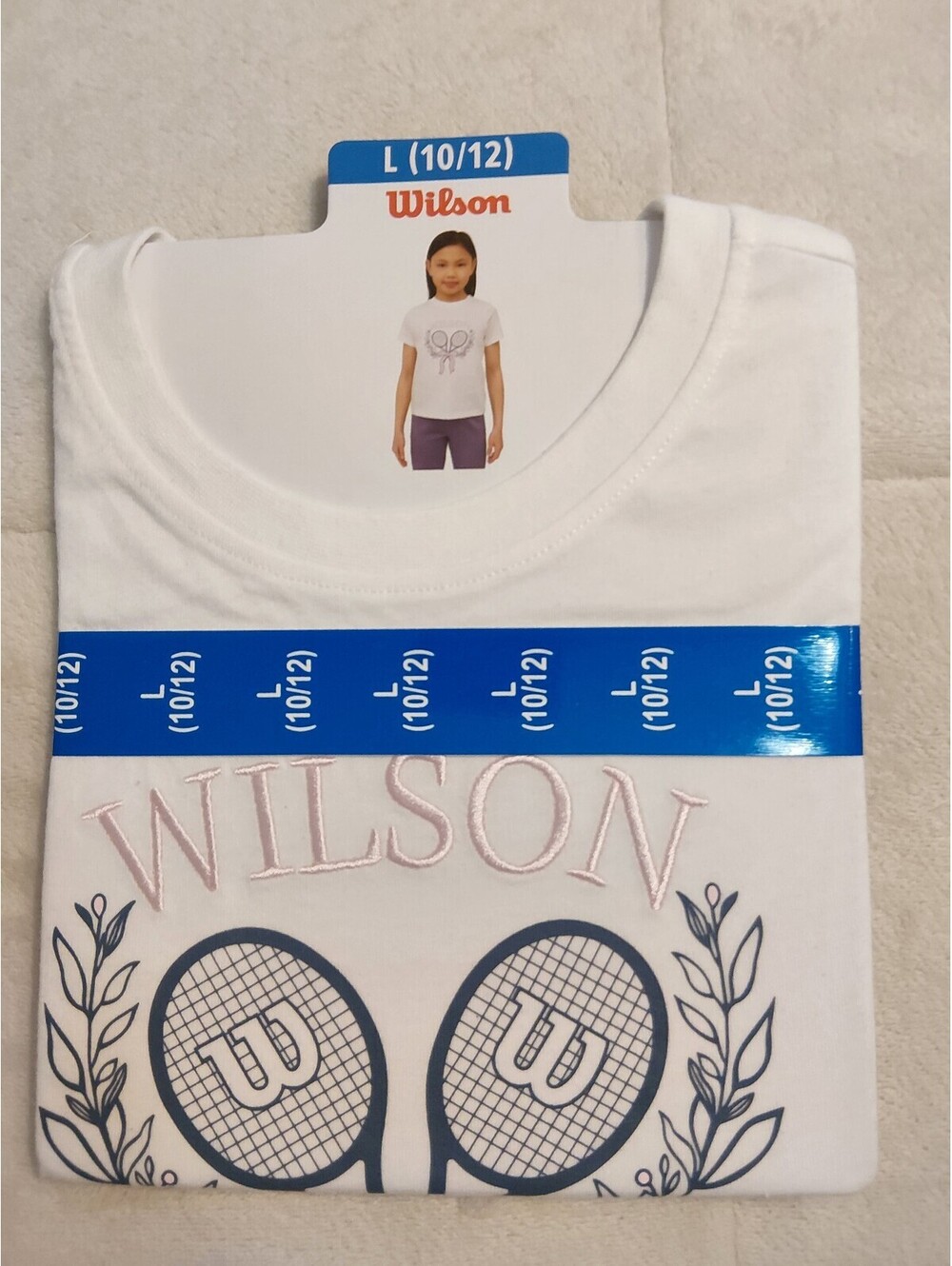 Wilson Girls' White Graphic T-Shirt Size Large (10/12) 0044